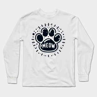 Cat Paw With Meow Text Long Sleeve T-Shirt